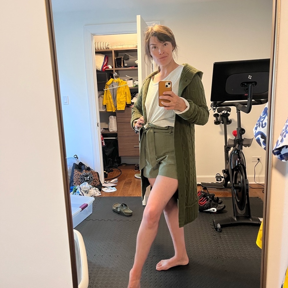 Forest green hooded cashmere sweater